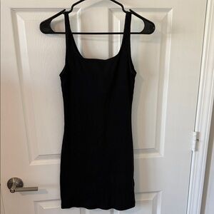 Divided Black Ribbed Scoop Neck Mini Dress